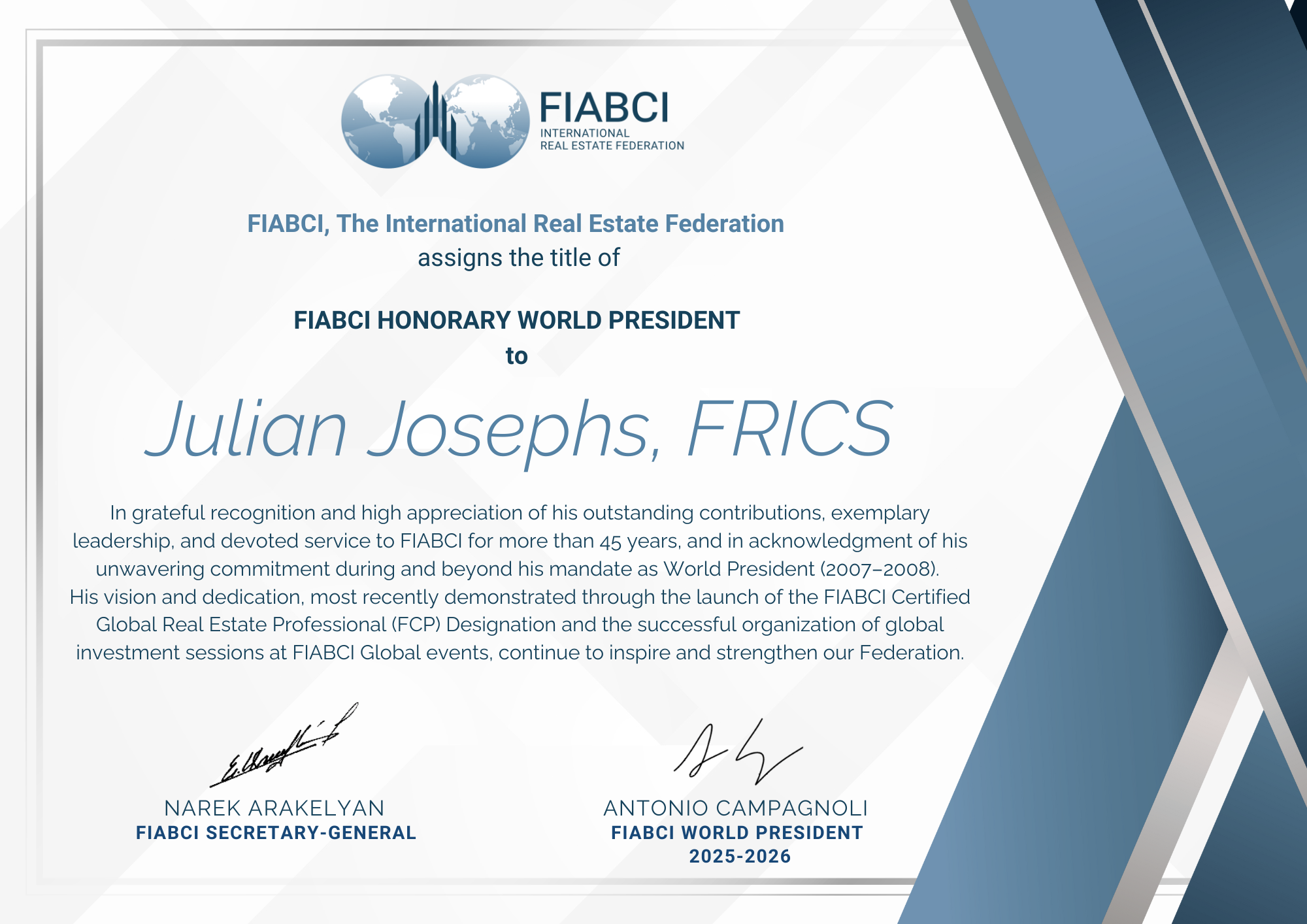 FIABCI Honorary World President Julian Josephs_VF